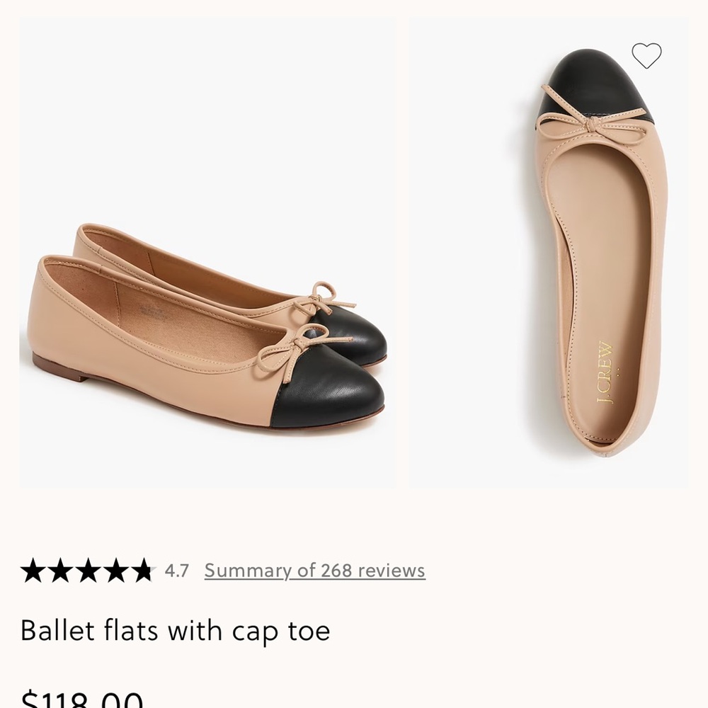 J. Crew Factory Tan and Black Cap Toe Flats